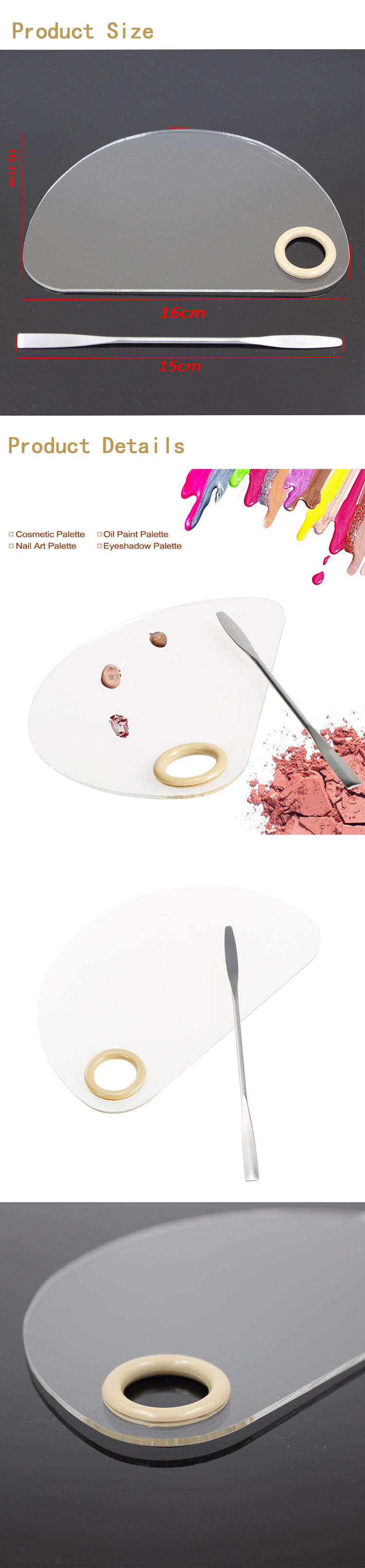 Details of Clear Acrylic Makeup Mixing Palette
