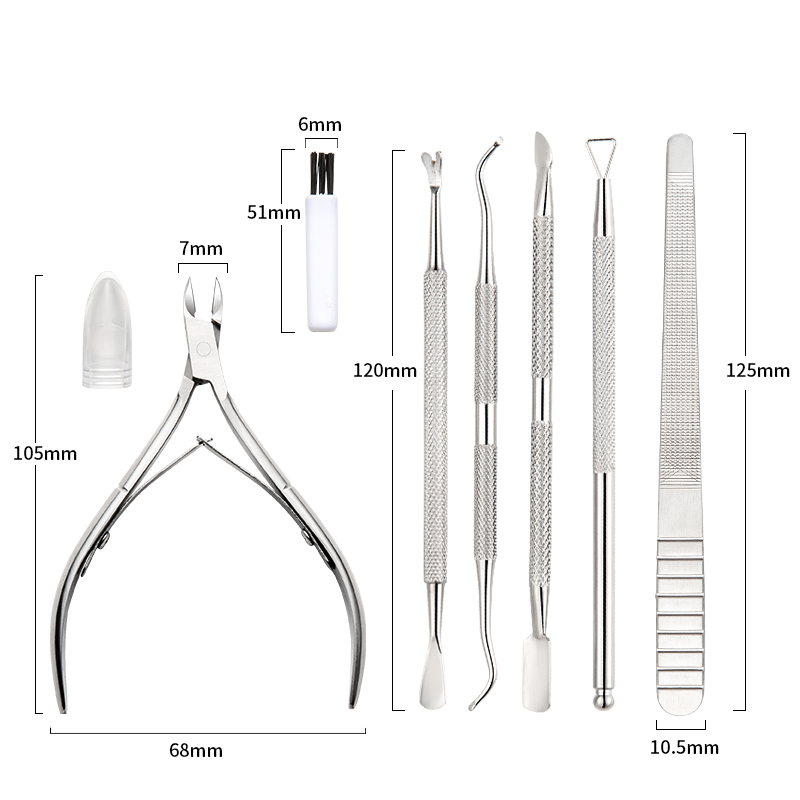 7Pcs cuticle cutter nail pusher set